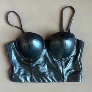 Black Leather Bustier Top